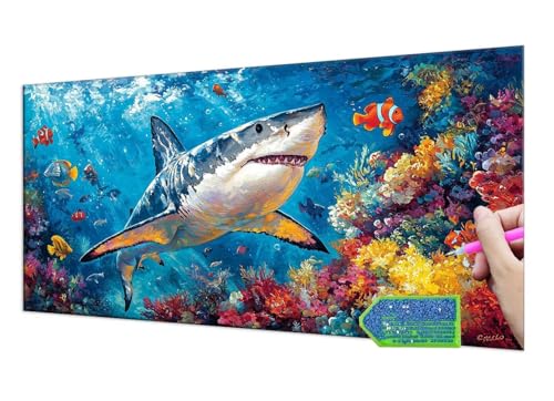 Diamond Painting Groß XXL 100x200 cm Diamant Painting Bilder Ocean Shark Diamond Art Erwachsene DlY Ful Round Diamant Kunst Malerei zubehör Set Kreuzstich Bilder Home Wand Dekor Geschenk y-385 Diamond Painting Groß XXL 100x200 cm Diamant Painting Bilder Ocean Shark Diamond Art Erwachsene DlY Ful Round Diamant Kunst Malerei zubehör Set Kreuzstich Bilder Home Wand Dekor Geschenk y-385 von HHQGOUYG