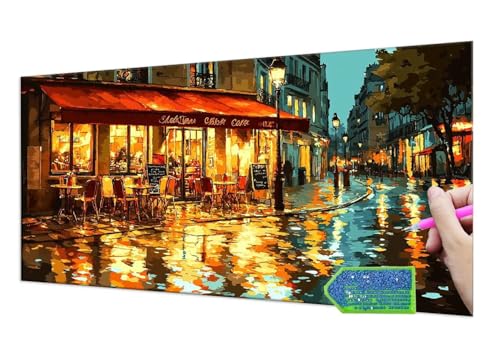Diamond Painting Groß XXL 40x80 cm Diamant Painting Bilder City Street View Diamond Art Erwachsene DlY Ful Round Diamant Kunst Malerei zubehör Set Kreuzstich Bilder Home Wand Dekor Geschenk y-116 von HHQGOUYG