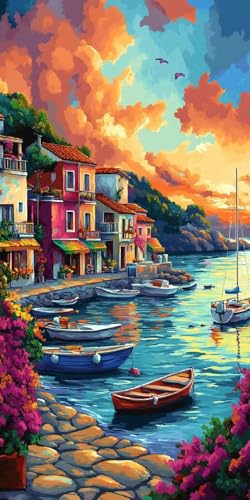 Docklandsicht Diamond Painting Erwachsene, 5D Diamant Kunst Kinder Kits, DIY Erwachsene Mosaikherstellung Basteln Diamant Malerei Bilder Set für Weihnachten Wanddekoration, Geschenke 60x120cm t-521 von HHQGOUYG