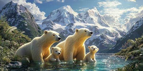 Eisbär Diamond Painting Erwachsene, 5D Diamant Kunst Kinder Kits, DIY Erwachsene Mosaikherstellung Basteln Diamant Malerei Bilder Set für Weihnachten Wanddekoration, Geschenke für Frauen 100x200cm t37 von HHQGOUYG