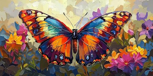 Farbige Schmetterlinge Diamond Painting Erwachsene, 5D Diamant Kunst Kinder Kits, DIY Erwachsene Mosaikherstellung Basteln Diamant Malerei Bilder Set für Weihnachten Wanddekoration 100x200cm t-53 von HHQGOUYG