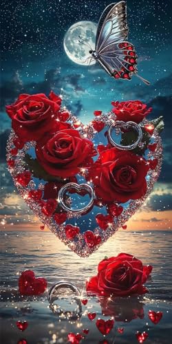 Liebe Rose Diamond Painting Erwachsene, 5D Diamant Kunst Kinder Kits, DIY Erwachsene Mosaikherstellung Basteln Diamant Malerei Bilder Set für Weihnachten Wanddekoration, Geschenke 100x200cm t-5 von HHQGOUYG