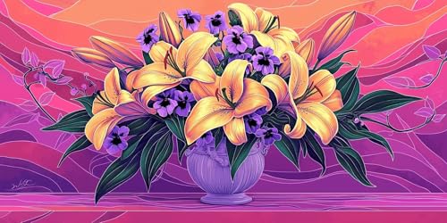 Lilien Diamond Painting Erwachsene, 5D Diamant Kunst Kinder Kits, DIY Erwachsene Mosaikherstellung Basteln Diamant Malerei Bilder Set für Weihnachten Wanddekoration, Geschenke für Frauen 100x200cm t29 von HHQGOUYG