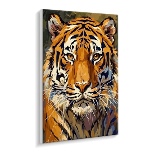 Malen Nach Zahlen Erwachsene, Der Tiger Paint by Numbers Malen Nach Zahlen, DIY mit Pinseln und Acrylfarben Handgemalt Ölgemälde Leinwand für Geschenke und Wand Dekoratio, Ohne Rahmen 35 x 50 cm R-516 von HHQGOUYG