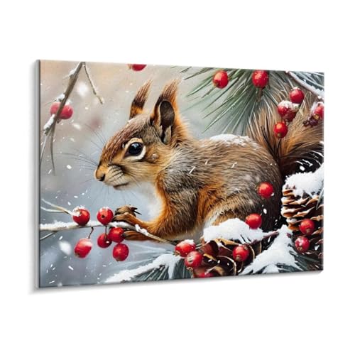 Malen Nach Zahlen Erwachsene, Eichhörnchen Paint by Numbers Malen Nach Zahlen, DIY mit Pinseln und Acrylfarben Handgemalt Ölgemälde für Geschenke und Wand Dekoratio, Ohne Rahmen 80 x 100 cm R-729 von HHQGOUYG