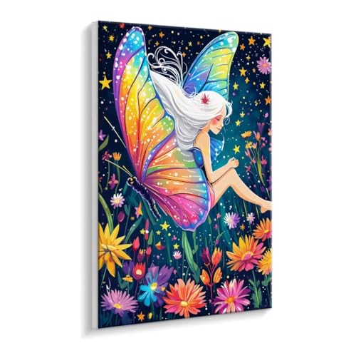 Malen Nach Zahlen Erwachsene, Engel Schmetterlinge Paint by Numbers Malen Nach Zahlen, DIY mit Pinseln und Acrylfarben Handgemalt Ölgemälde für Geschenke Wand Dekoratio, Ohne Rahmen 100 x 130 cm R-739 von HHQGOUYG