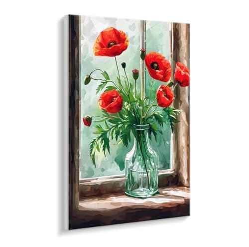 Malen Nach Zahlen Erwachsene, Fenster Mohn Paint by Numbers Malen Nach Zahlen, DIY mit Pinseln und Acrylfarben Handgemalt Ölgemälde für Geschenke und Wand Dekoratio, Ohne Rahmen 30 x 40 cm R-159 Malen Nach Zahlen Erwachsene, Fenster Mohn Paint by Numbers Malen Nach Zahlen, DIY mit Pinseln und Acrylfarben Handgemalt Ölgemälde für Geschenke und Wand Dekoratio, Ohne Rahmen 30 x 40 cm R-159 von HHQGOUYG
