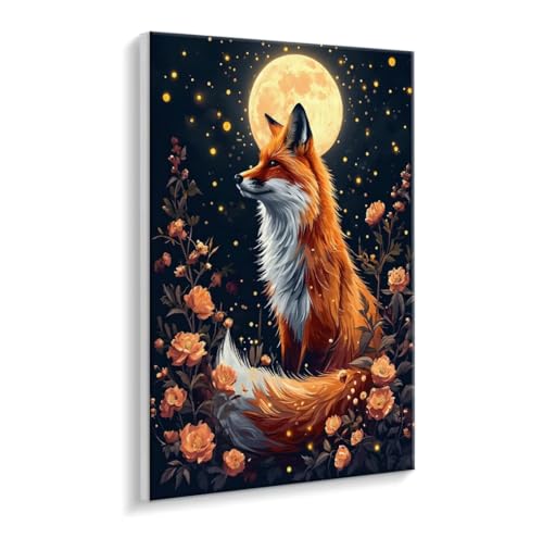 Malen Nach Zahlen Erwachsene, Fuchs Mond Paint by Numbers Malen Nach Zahlen, DIY mit Pinseln und Acrylfarben Handgemalt Ölgemälde Leinwand für Geschenke und Wand Dekoratio, Ohne Rahmen 70 x 90 cm R324 Malen Nach Zahlen Erwachsene, Fuchs Mond Paint by Numbers Malen Nach Zahlen, DIY mit Pinseln und Acrylfarben Handgemalt Ölgemälde Leinwand für Geschenke und Wand Dekoratio, Ohne Rahmen 70 x 90 cm R324 von HHQGOUYG
