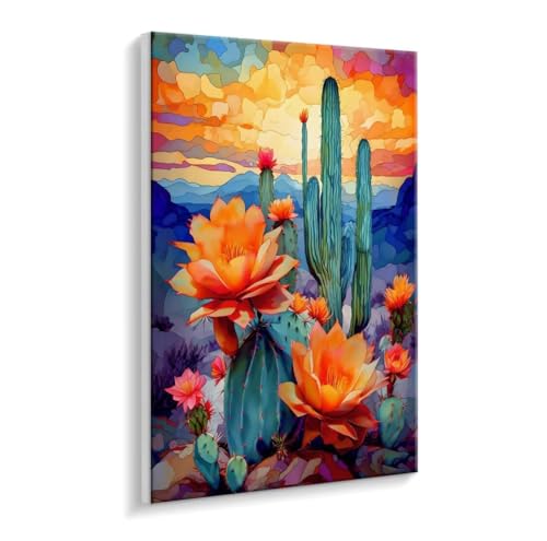 Malen Nach Zahlen Erwachsene, Kaktusblumen Paint by Numbers Malen Nach Zahlen, DIY mit Pinseln und Acrylfarben Handgemalt Ölgemälde für Geschenke und Wand Dekoratio, Ohne Rahmen 60 x 80 cm R-759 von HHQGOUYG