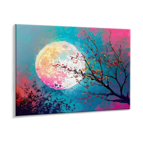 Malen Nach Zahlen Erwachsene, Mond Bäume Paint by Numbers Malen Nach Zahlen, DIY mit Pinseln und Acrylfarben Handgemalt Ölgemälde Leinwand für Geschenke und Wand Dekoratio, Ohne Rahmen 50 x 70 cm R828 von HHQGOUYG