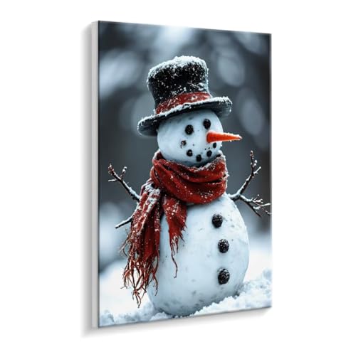 Malen Nach Zahlen Erwachsene, Schneemann Paint by Numbers Malen Nach Zahlen, DIY mit Pinseln und Acrylfarben Handgemalt Ölgemälde Leinwand für Geschenke und Wand Dekoratio, Ohne Rahmen 70 x 90 cm R796 von HHQGOUYG