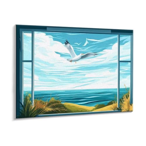 Malen Nach Zahlen Erwachsene, Seagull Aussicht Paint by Numbers Malen Nach Zahlen, DIY mit Pinseln und Acrylfarben Handgemalt Ölgemälde für Geschenke und Wand Dekoratio, Ohne Rahmen 40 x 50 cm R-293 von HHQGOUYG