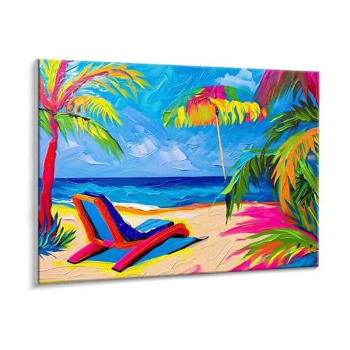 Malen Nach Zahlen Erwachsene, Strand Liegestühle Paint by Numbers Malen Nach Zahlen, DIY mit Pinseln und Acrylfarben Handgemalt Ölgemälde für Geschenke und Wand Dekoratio, Ohne Rahmen 35 x 50 cm R-676 von HHQGOUYG