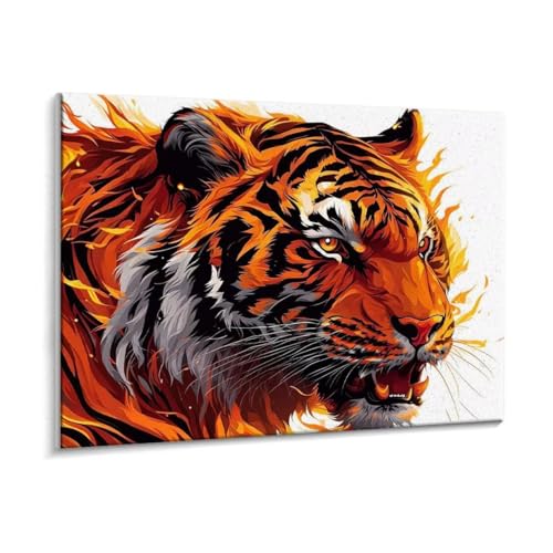 Malen Nach Zahlen Erwachsene, Tiere Tiger Paint by Numbers Malen Nach Zahlen, DIY mit Pinseln und Acrylfarben Handgemalt Ölgemälde für Geschenke und Wand Dekoratio, Ohne Rahmen 50 x 70 cm R-210 von HHQGOUYG