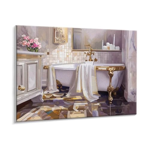 Malen Nach Zahlen Erwachsene - DIY Badezimmer Handgemalt Ölgemälde Kit für Anfänger, Mit 3 - Pinseln und Acrylfarbe Handgemalt öLgemäLde Kit Als Geschenk Heimdekoration 40 x 50 cm (Rahmenlos) t-822 von HHQGOUYG