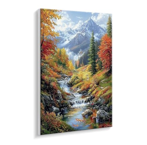 Malen Nach Zahlen Erwachsene - DIY Bergblick Handgemalt Ölgemälde Kit für Anfänger, Mit 3 - Pinseln und Acrylfarbe Handgemalt öLgemäLde Kit Als Geschenk Heimdekoration 70 x 90 cm (Rahmenlos) t-685 von HHQGOUYG