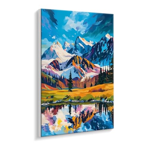 Malen Nach Zahlen Erwachsene - DIY Bergblick Handgemalt Ölgemälde Kit für Anfänger, Mit 3 - Pinseln und Acrylfarbe Handgemalt öLgemäLde Kit Als Geschenk Heimdekoration 80 x 100 cm (Rahmenlos) t-680 von HHQGOUYG