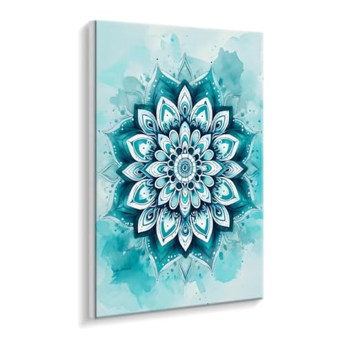 Malen Nach Zahlen Erwachsene - DIY Blau Mandala Handgemalt Ölgemälde Kit für Anfänger, Mit 3 - Pinseln und Acrylfarbe Handgemalt öLgemäLde Kit Als Geschenk Heimdekoration 30 x 40 cm (Rahmenlos) t-646 von HHQGOUYG