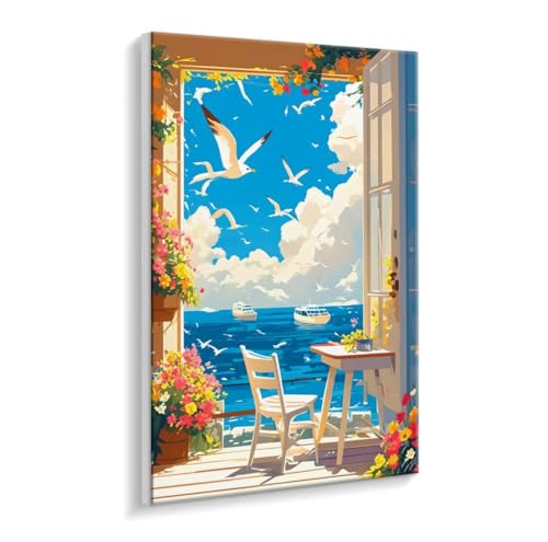 Malen Nach Zahlen Erwachsene - DIY Blumen Meer Handgemalt Ölgemälde Kit für Anfänger, Mit 3 - Pinseln und Acrylfarbe Handgemalt öLgemäLde Kit Als Geschenk Heimdekoration 100 x 130 cm (Rahmenlos) t-346 von HHQGOUYG