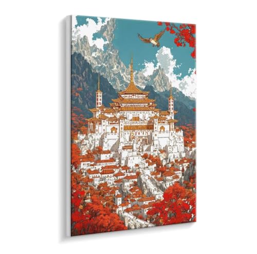 Malen Nach Zahlen Erwachsene - DIY Budara Palast Handgemalt Ölgemälde Kit für Anfänger, Mit 3 - Pinseln und Acrylfarbe Handgemalt öLgemäLde Kit Als Geschenk Heimdekoration 100 x 130 cm (Rahmenlos) t54 von HHQGOUYG