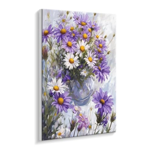 Malen Nach Zahlen Erwachsene - DIY Daisies Handgemalt Ölgemälde Kit für Anfänger, Mit 3 - Pinseln und Acrylfarbe Handgemalt öLgemäLde Kit Als Geschenk Heimdekoration 60 x 80 cm (Rahmenlos) t-154 von HHQGOUYG