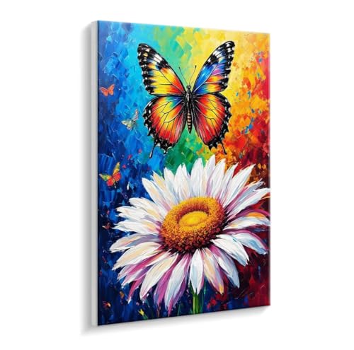 Malen Nach Zahlen Erwachsene - DIY Daisy Schmetterling Handgemalt Ölgemälde Kit für Anfänger, Mit 3 - Pinseln und Acrylfarbe Handgemalt öLgemäLde Kit Als Heimdekoration 60 x 80 cm (Rahmenlos) t-156 von HHQGOUYG