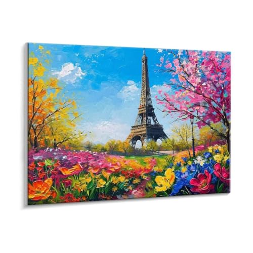 Malen Nach Zahlen Erwachsene - DIY Der Eiffelturm Handgemalt Ölgemälde Kit für Anfänger, Mit 3 - Pinseln und Acrylfarbe Handgemalt öLgemäLde Kit Als Geschenk Heimdekoration 70 x 90 cm (Rahmenlos) t-3 von HHQGOUYG