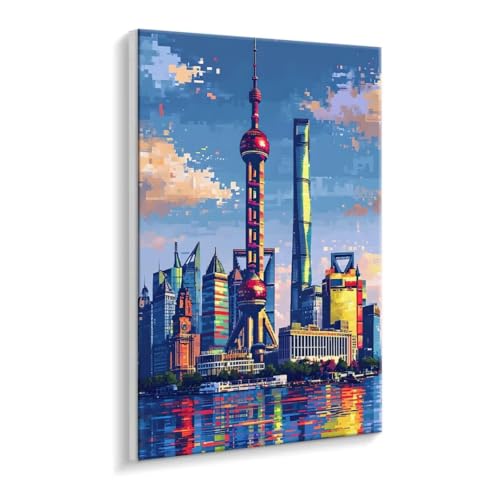Malen Nach Zahlen Erwachsene - DIY Der Orientalische Pearlturm Handgemalt Ölgemälde Kit für Anfänger, Pinseln und Acrylfarbe Handgemalt öLgemäLde Kit Als Heimdekoration 80 x 100 cm (Rahmenlos) t-188 von HHQGOUYG