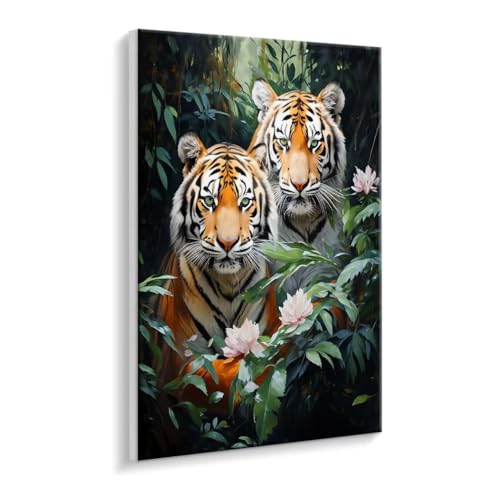 Malen Nach Zahlen Erwachsene - DIY Der Tiger Handgemalt Ölgemälde Kit für Anfänger, Mit 3 - Pinseln und Acrylfarbe Handgemalt öLgemäLde Kit Als Geschenk Heimdekoration 30 x 40 cm (Rahmenlos) t-660 von HHQGOUYG