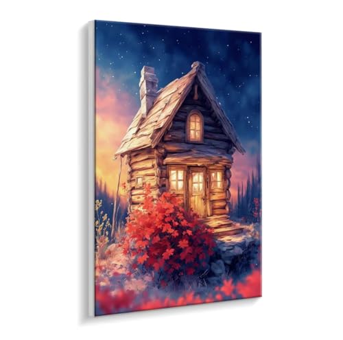 Malen Nach Zahlen Erwachsene - DIY Die Hütte Handgemalt Ölgemälde Kit für Anfänger, Mit 3 - Pinseln und Acrylfarbe Handgemalt öLgemäLde Kit Als Geschenk Heimdekoration 40 x 50 cm (Rahmenlos) t-770 von HHQGOUYG