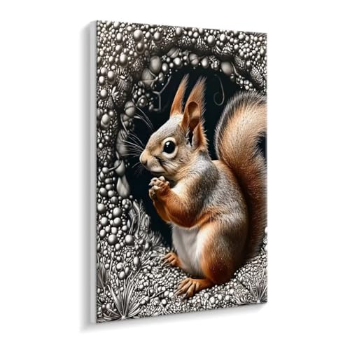 Malen Nach Zahlen Erwachsene - DIY Eichhörnchen Handgemalt Ölgemälde Kit für Anfänger, Mit 3 - Pinseln und Acrylfarbe Handgemalt öLgemäLde Kit Als Geschenk Heimdekoration 90 x 120 cm (Rahmenlos) t-727 von HHQGOUYG