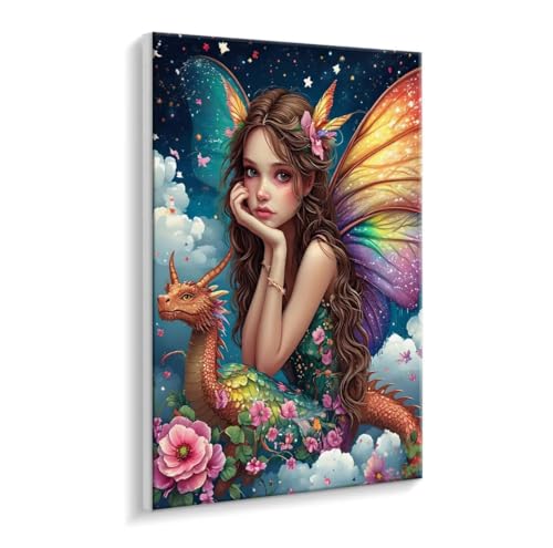 Malen Nach Zahlen Erwachsene - DIY Engel Blumen Handgemalt Ölgemälde Kit für Anfänger, Mit 3 - Pinseln und Acrylfarbe Handgemalt öLgemäLde Kit Als Geschenk Heimdekoration 40 x 50 cm (Rahmenlos) t-740 von HHQGOUYG