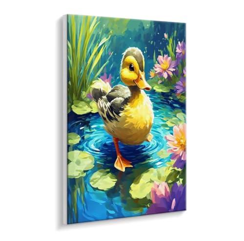 Malen Nach Zahlen Erwachsene - DIY Ente Handgemalt Ölgemälde Kit für Anfänger, Mit 3 - Pinseln und Acrylfarbe Handgemalt öLgemäLde Kit Als Geschenk Heimdekoration 35 x 50 cm (Rahmenlos) t-799 von HHQGOUYG