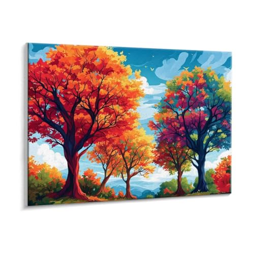 Malen Nach Zahlen Erwachsene - DIY Farbe Baum Handgemalt Ölgemälde Kit für Anfänger, Mit 3 - Pinseln und Acrylfarbe Handgemalt öLgemäLde Kit Als Geschenk Heimdekoration 50 x 70 cm (Rahmenlos) t-93 von HHQGOUYG