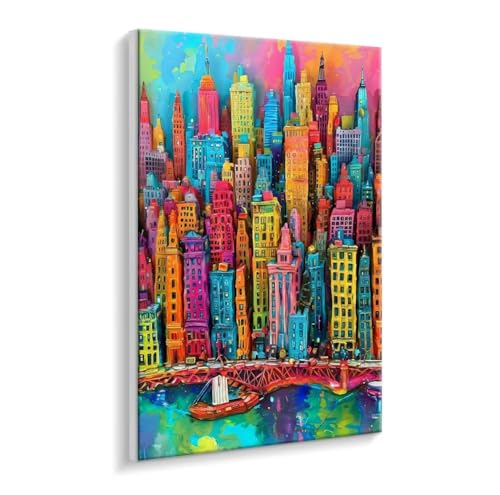 Malen Nach Zahlen Erwachsene - DIY Farbe Gebäude Handgemalt Ölgemälde Kit für Anfänger, Mit 3 - Pinseln und Acrylfarbe Handgemalt öLgemäLde Kit Als Geschenk Heimdekoration 100 x 130 cm (Rahmenlos) t80 von HHQGOUYG