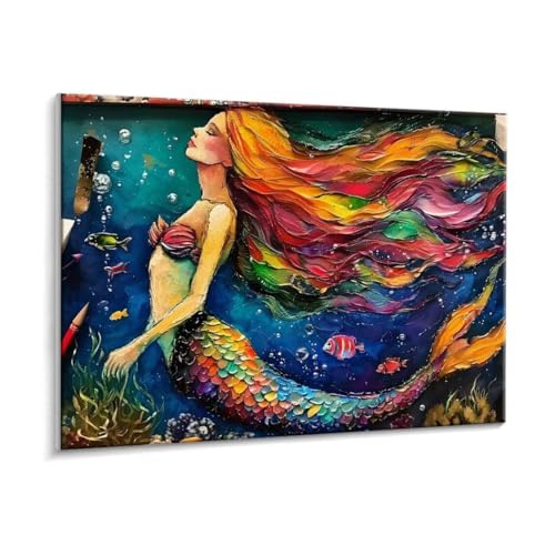Malen Nach Zahlen Erwachsene - DIY Farbe Meerjungfrau Handgemalt Ölgemälde Kit für Anfänger, Mit 3 - Pinseln und Acrylfarbe Handgemalt öLgemäLde Kit Als Heimdekoration 40 x 50 cm (Rahmenlos) t-86 von HHQGOUYG