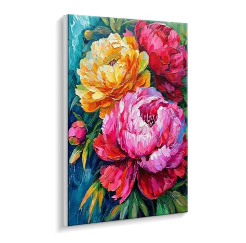 Malen Nach Zahlen Erwachsene - DIY Farbe Peony Handgemalt Ölgemälde Kit für Anfänger, Mit 3 - Pinseln und Acrylfarbe Handgemalt öLgemäLde Kit Als Geschenk Heimdekoration 50 x 70 cm (Rahmenlos) t-89 von HHQGOUYG