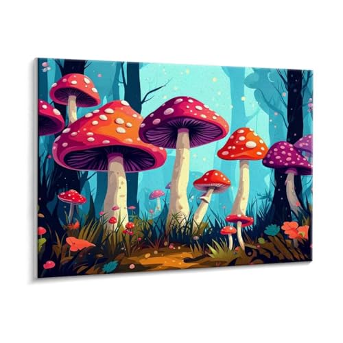 Malen Nach Zahlen Erwachsene - DIY Farbe Pilze Handgemalt Ölgemälde Kit für Anfänger, Mit 3 - Pinseln und Acrylfarbe Handgemalt öLgemäLde Kit Als Geschenk Heimdekoration 50 x 70 cm (Rahmenlos) t-87 von HHQGOUYG