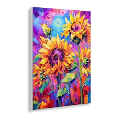 Malen Nach Zahlen Erwachsene - DIY Farbe Sonnenblumen Handgemalt Ölgemälde Kit für Anfänger, Mit 3 - Pinseln und Acrylfarbe Handgemalt öLgemäLde Kit Als Heimdekoration 35 x 50 cm (Rahmenlos) t-73 von HHQGOUYG