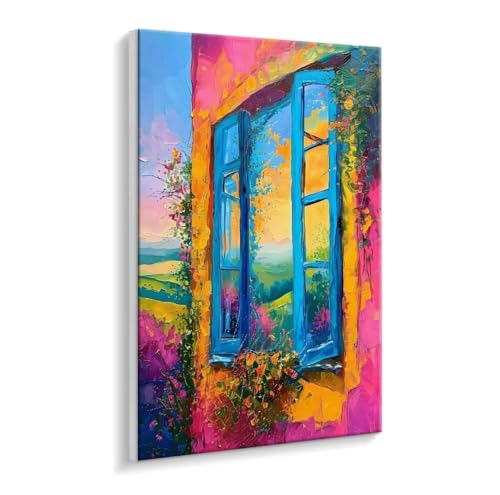 Malen Nach Zahlen Erwachsene - DIY Fenster Aussicht Handgemalt Ölgemälde Kit für Anfänger, Mit 3 - Pinseln und Acrylfarbe Handgemalt öLgemäLde Kit Als Heimdekoration 50 x 70 cm (Rahmenlos) t-161 von HHQGOUYG