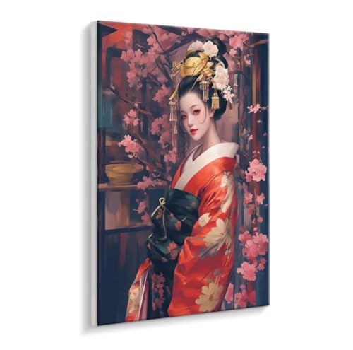Malen Nach Zahlen Erwachsene - DIY Geisha Handgemalt Ölgemälde Kit für Anfänger, Mit 3 - Pinseln und Acrylfarbe Handgemalt öLgemäLde Kit Als Geschenk Heimdekoration 60 x 80 cm (Rahmenlos) t-806 von HHQGOUYG