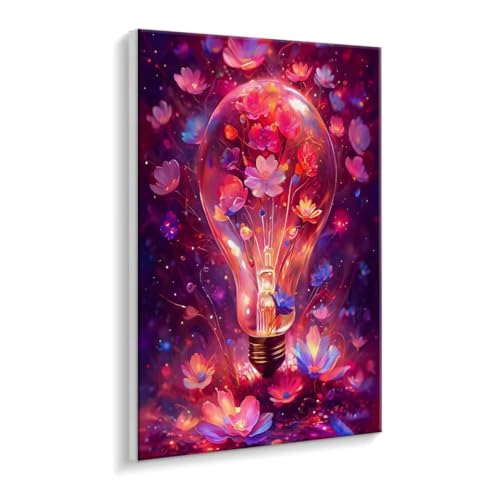 Malen Nach Zahlen Erwachsene - DIY Glühbirne Blumen Handgemalt Ölgemälde Kit für Anfänger, Mit 3 - Pinseln und Acrylfarbe Handgemalt öLgemäLde Kit Als Heimdekoration 60 x 80 cm (Rahmenlos) t-180 von HHQGOUYG