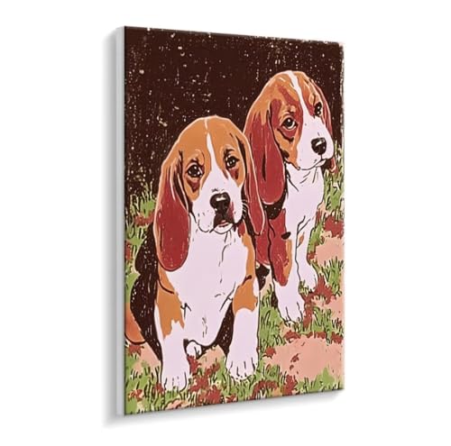 Malen Nach Zahlen Erwachsene - DIY Haustiere Hunde Handgemalt Ölgemälde Kit für Anfänger, Mit 3 - Pinseln und Acrylfarbe Handgemalt öLgemäLde Kit Als Heimdekoration 30 x 40 cm (Rahmenlos) t-138 von HHQGOUYG