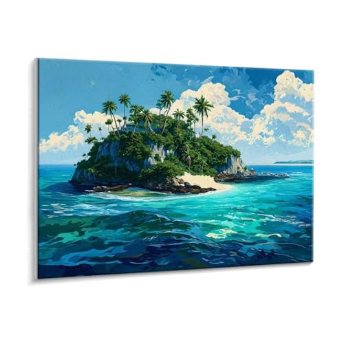Malen Nach Zahlen Erwachsene - DIY Inseln Handgemalt Ölgemälde Kit für Anfänger, Mit 3 - Pinseln und Acrylfarbe Handgemalt öLgemäLde Kit Als Geschenk Heimdekoration 60 x 80 cm (Rahmenlos) t-282 von HHQGOUYG