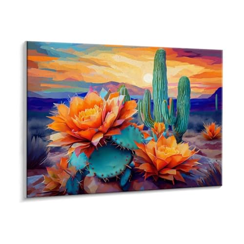 Malen Nach Zahlen Erwachsene - DIY Kaktuspalmen Handgemalt Ölgemälde Kit für Anfänger, Mit 3 - Pinseln und Acrylfarbe Handgemalt öLgemäLde Kit Als Geschenk Heimdekoration 100 x 130 cm (Rahmenlos) t758 von HHQGOUYG