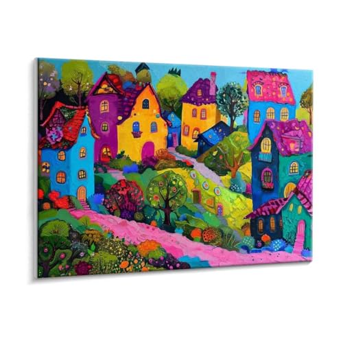 Malen Nach Zahlen Erwachsene - DIY Kleine Stadt Handgemalt Ölgemälde Kit für Anfänger, Mit 3 - Pinseln und Acrylfarbe Handgemalt öLgemäLde Kit Als Geschenk Heimdekoration 70 x 90 cm (Rahmenlos) t-775 von HHQGOUYG