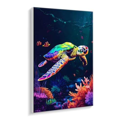 Malen Nach Zahlen Erwachsene - DIY Korallen Schildkröten Handgemalt Ölgemälde Kit für Anfänger, Mit 3 - Pinseln und Acrylfarbe Handgemalt öLgemäLde Kit Als Heimdekoration 80 x 100 cm (Rahmenlos) t-686 von HHQGOUYG