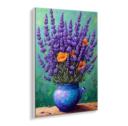 Malen Nach Zahlen Erwachsene - DIY Lavendel Vase Handgemalt Ölgemälde Kit für Anfänger, Mit 3 - Pinseln und Acrylfarbe Handgemalt öLgemäLde Kit Als Geschenk Heimdekoration 40 x 50 cm (Rahmenlos) t-798 von HHQGOUYG