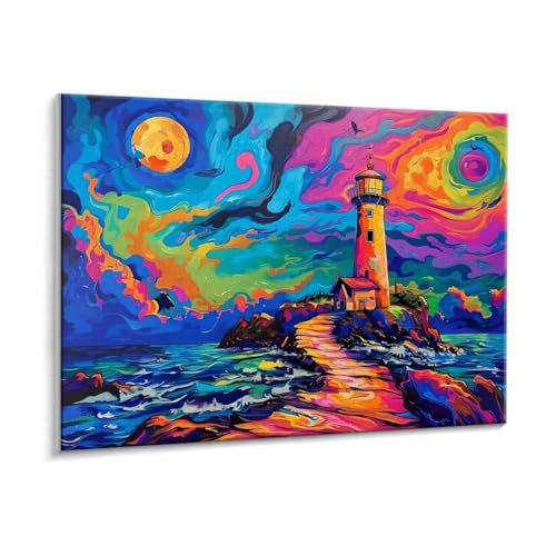 Malen Nach Zahlen Erwachsene - DIY Leuchtturm Handgemalt Ölgemälde Kit für Anfänger, Mit 3 - Pinseln und Acrylfarbe Handgemalt öLgemäLde Kit Als Geschenk Heimdekoration 50 x 70 cm (Rahmenlos) t-183 von HHQGOUYG