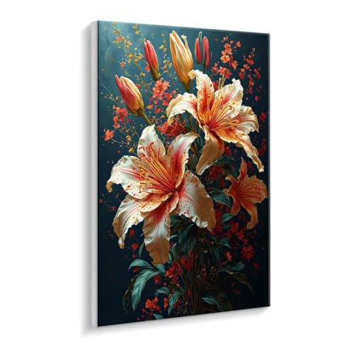 Malen Nach Zahlen Erwachsene - DIY Lilien Blumen Handgemalt Ölgemälde Kit für Anfänger, Mit 3 - Pinseln und Acrylfarbe Handgemalt öLgemäLde Kit Als Geschenk Heimdekoration 30 x 40 cm (Rahmenlos) t-28 von HHQGOUYG